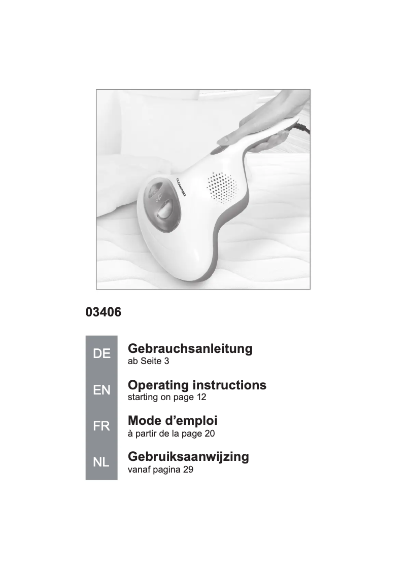 Page 1 de la notice Manuel utilisateur Cleanmaxx 03406