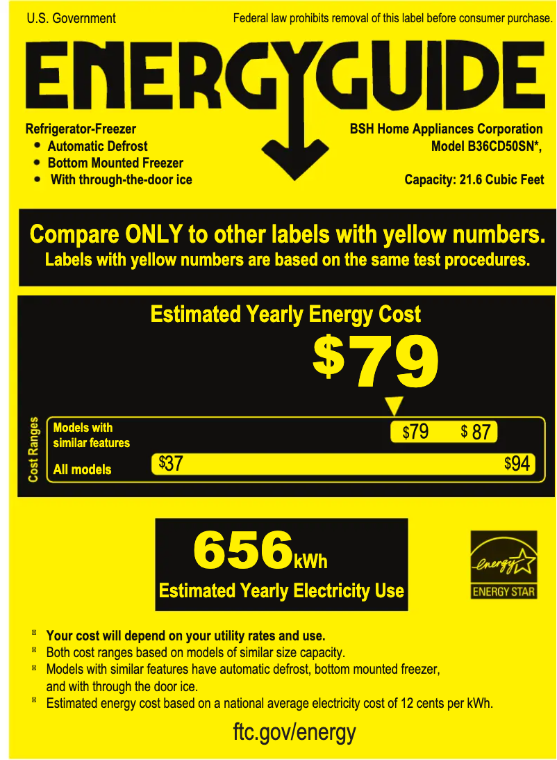 Página 1 del manual Etiqueta energética Bosch B36CD50SNB