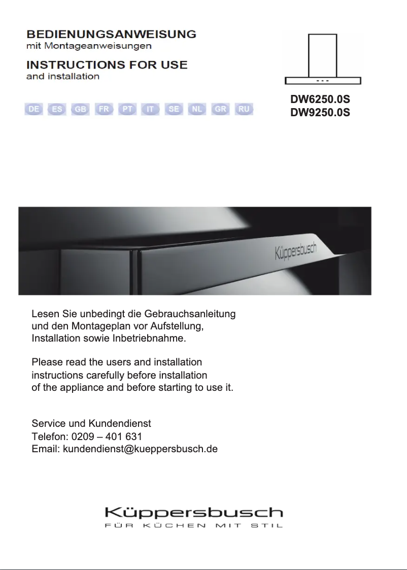 Page n°1 - Manuel utilisateur Küppersbusch DW9250.0S
