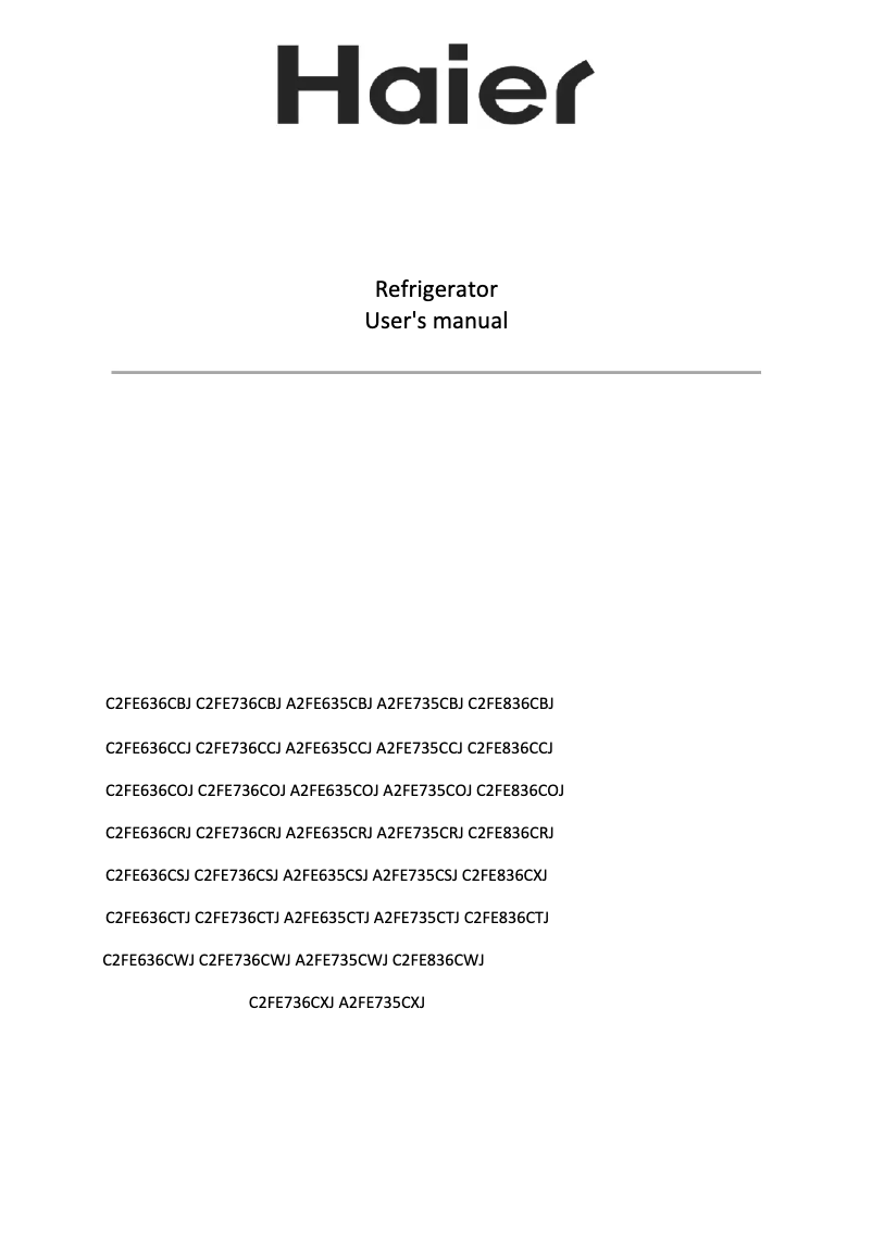 Page 1 de la notice Manuel utilisateur Haier C2FE736CTJ