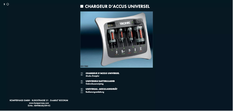 Page n°1 - Manuel utilisateur Tronic KH 980