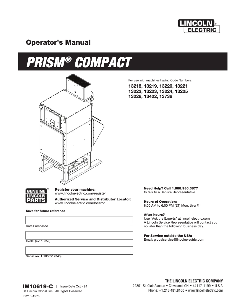 Image de la première page du manuel de l'appareil PRISM COMPACT
