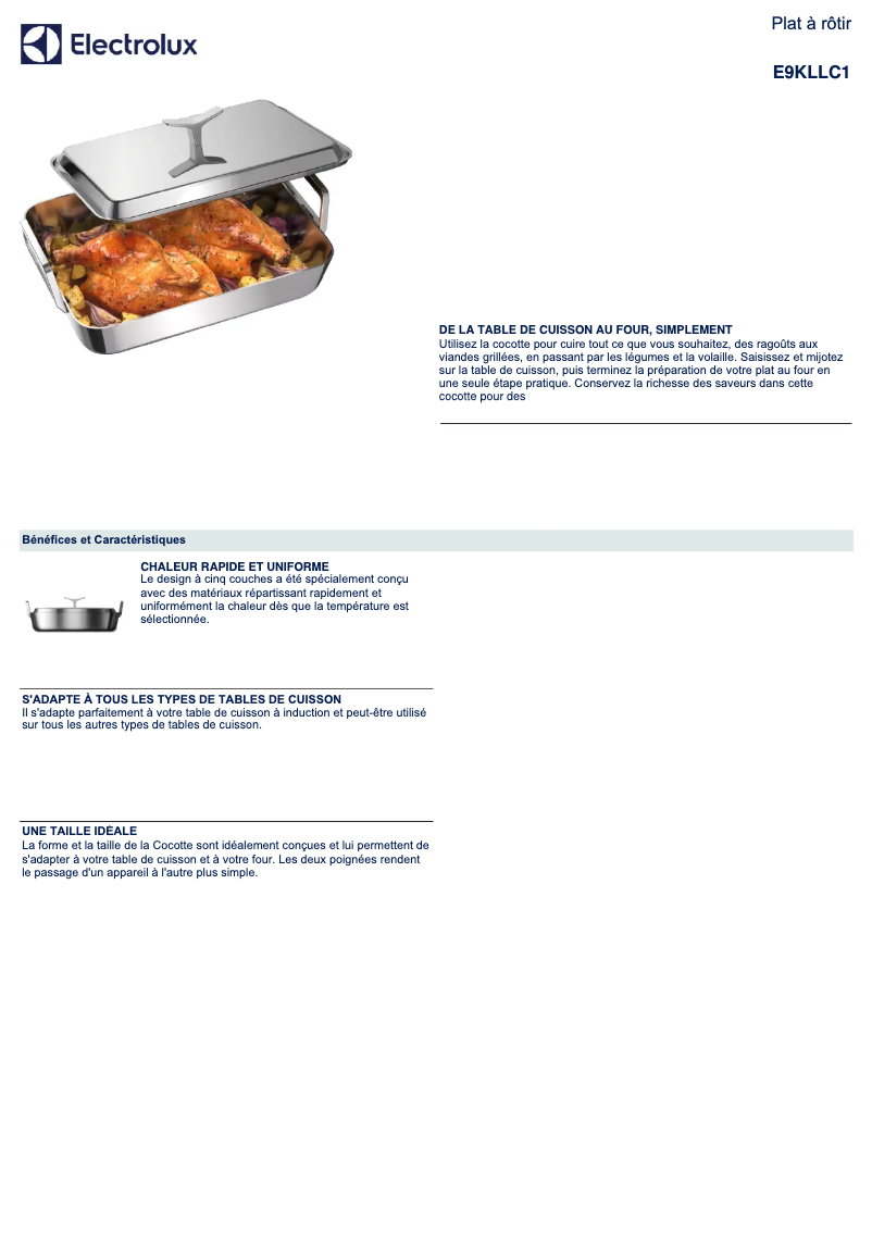 Page n°1 - Manuel utilisateur Electrolux E9KLLC1
