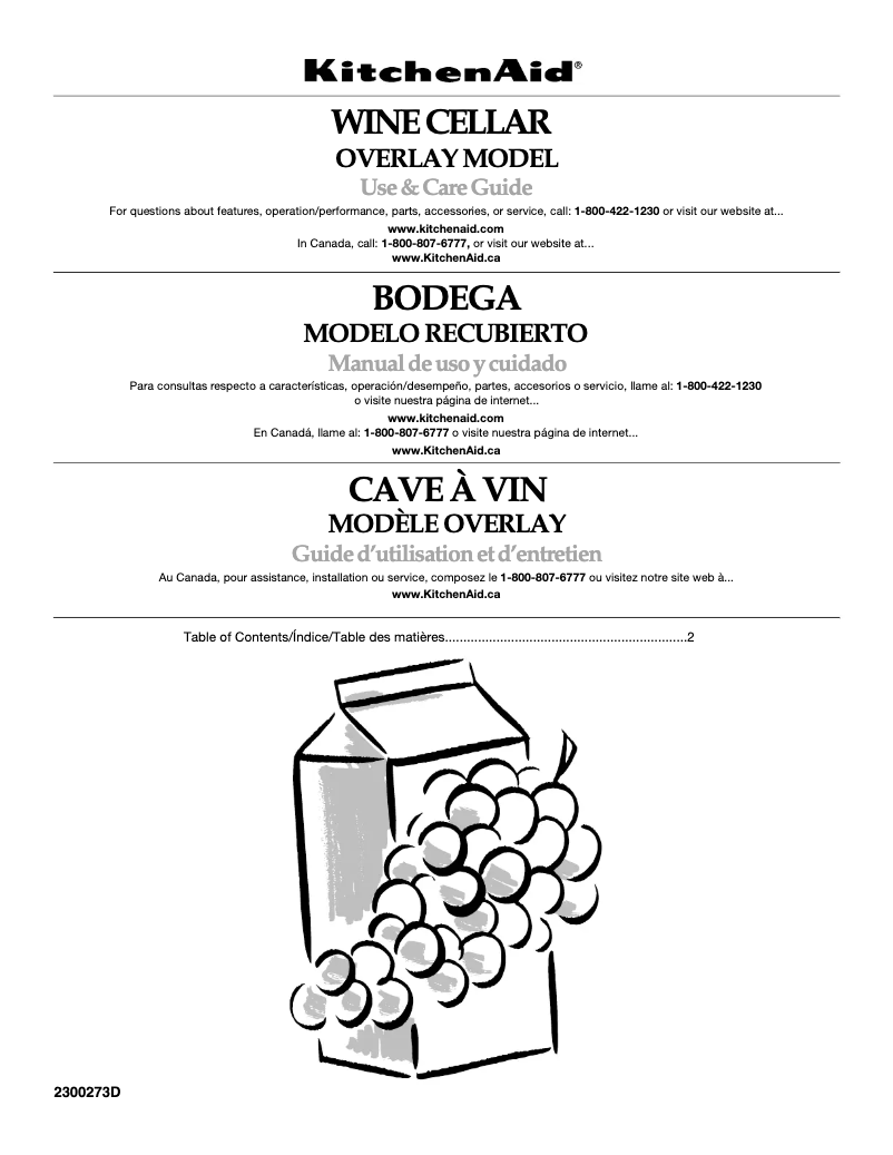 Page n°1 - Manuel utilisateur KitchenAid KUWO24LSBX