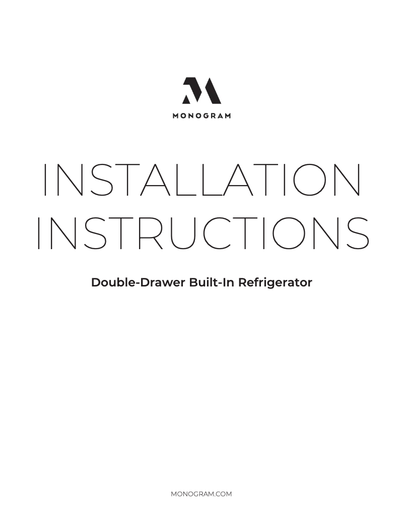 Page 1 de la notice Guide d'installation Monogram ZIDI240HII