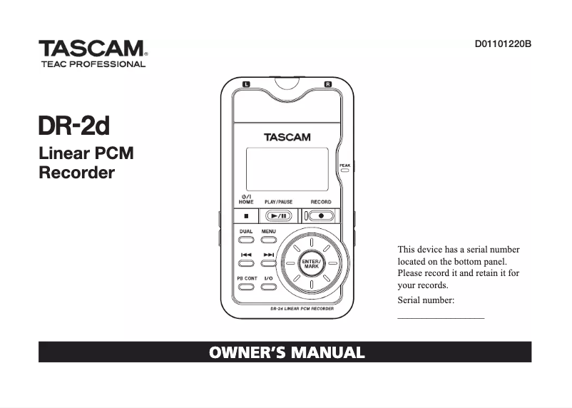 Image de la première page du manuel de l'appareil DR-2d