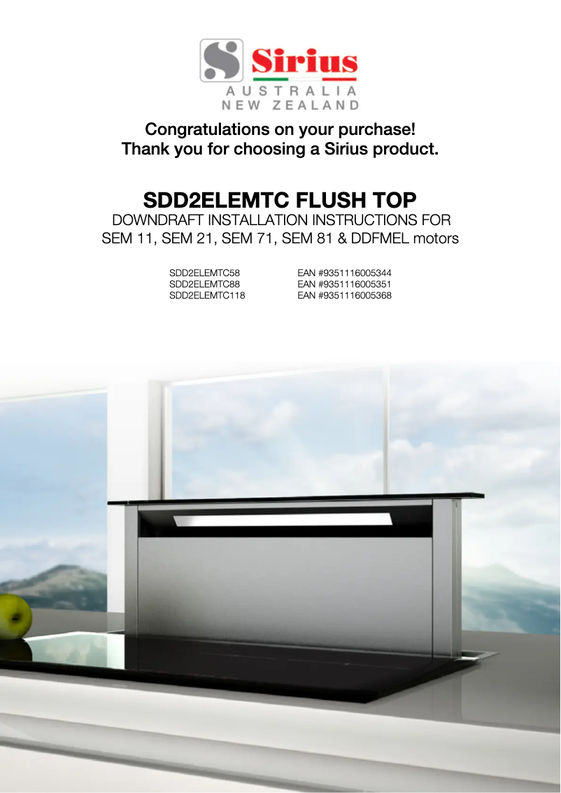 Page 1 de la notice Guide d'installation Sirius SDD2ELEMTC58