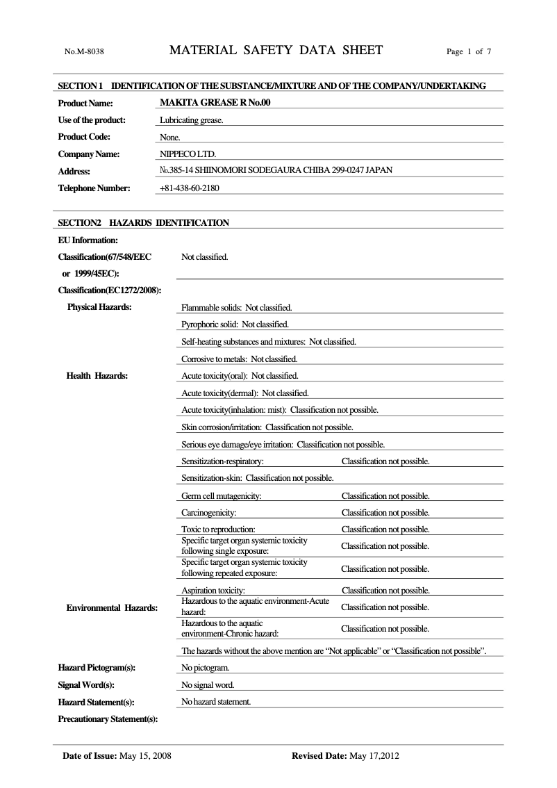 Page 1 de la notice Manuel utilisateur Makita 181490-7