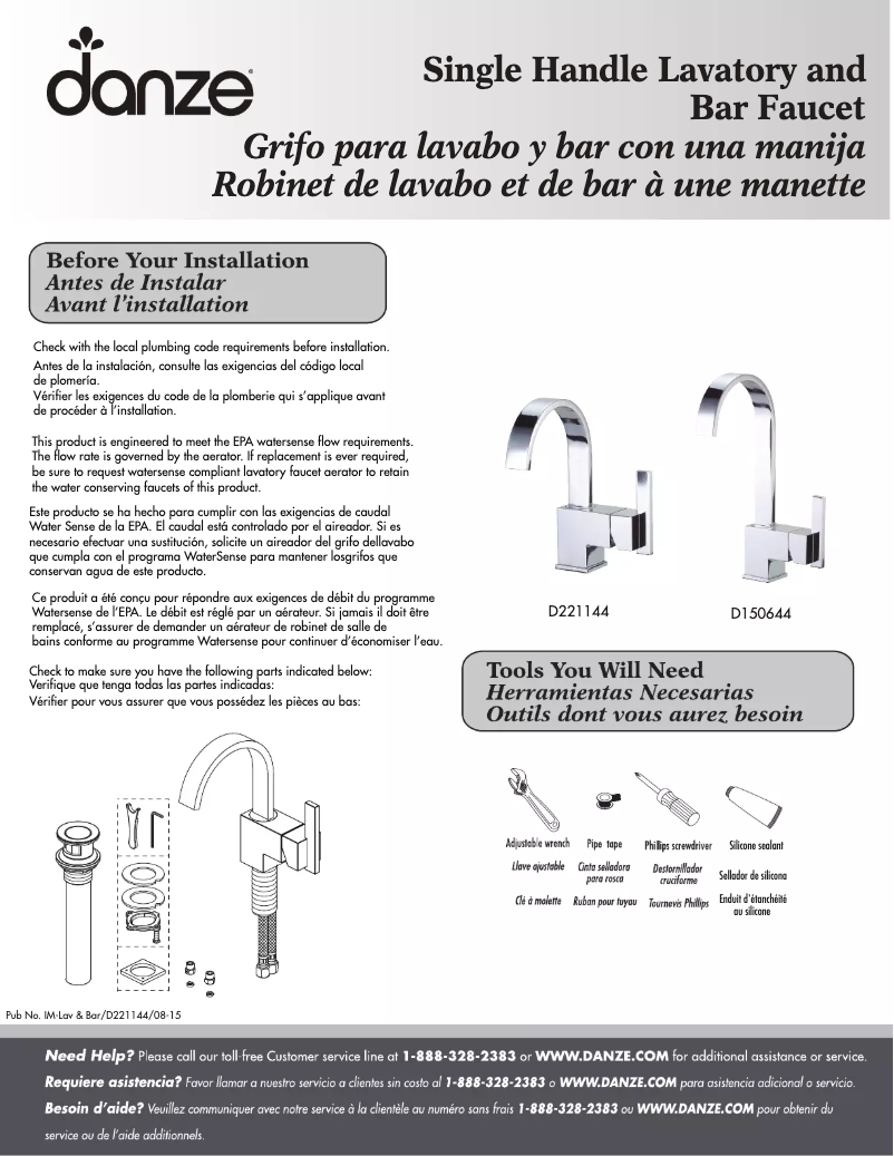 Page n°1 - Manuel utilisateur Danze D221144