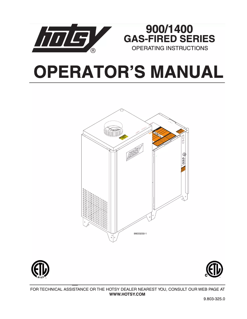 Page n°1 - Manuel utilisateur Hotsy 1451N