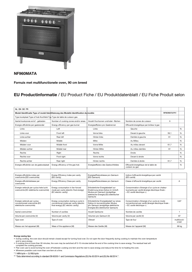 Página 1 del manual Ficha técnica Pelgrim NF960MATA