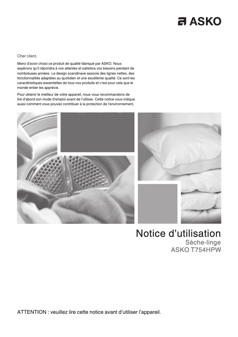 Image de la première page du manuel de l'appareil T754HPW