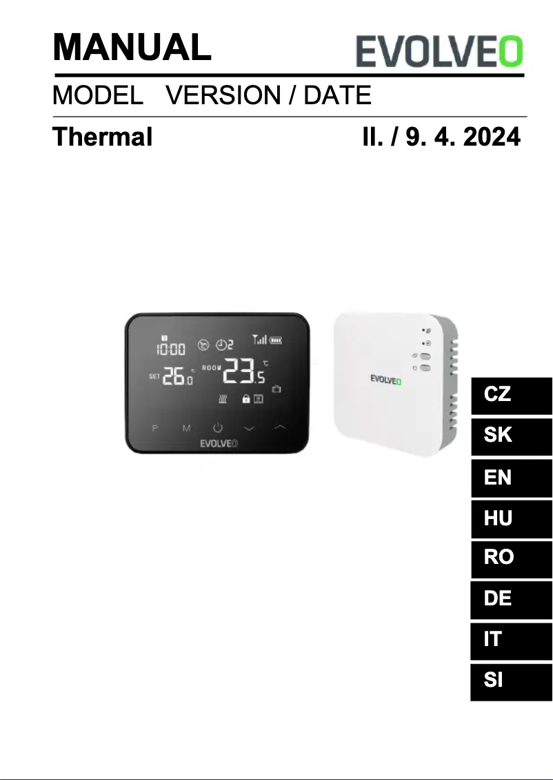 Page 1 de la notice Manuel utilisateur Evolveo Thermal