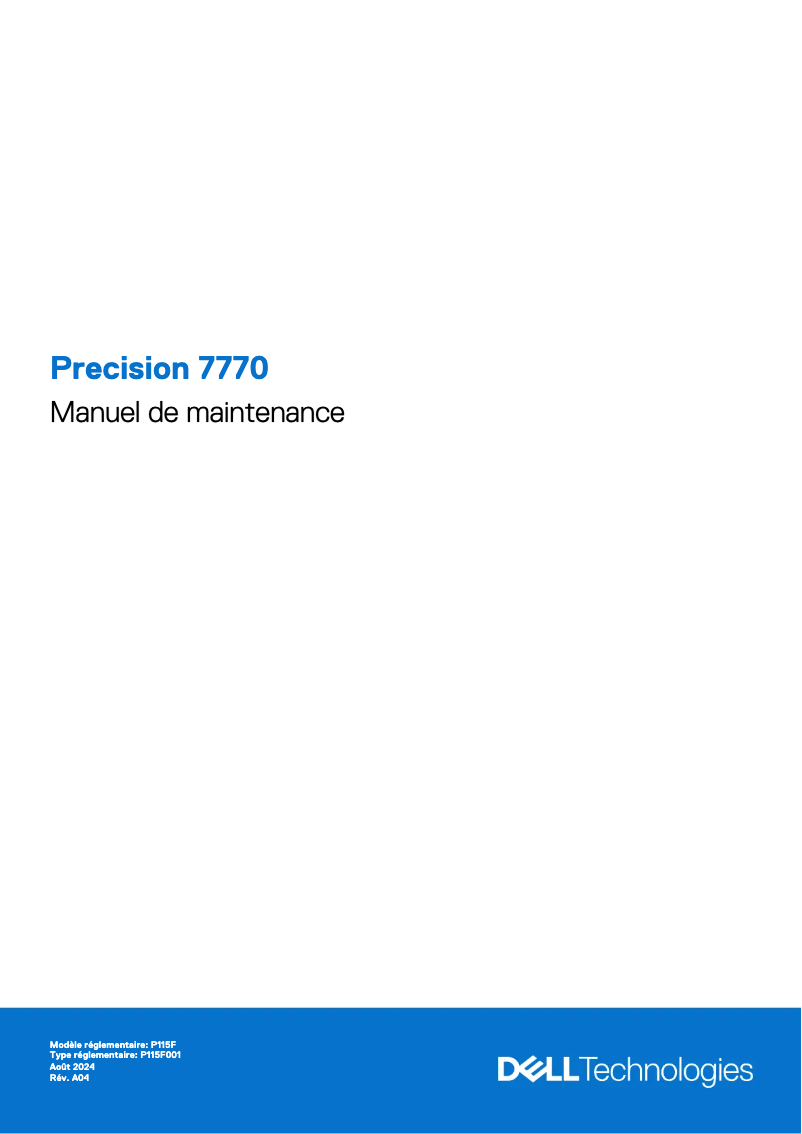 Page 1 de la notice Manuel d'utilisation et d'entretien Dell Precision 7770