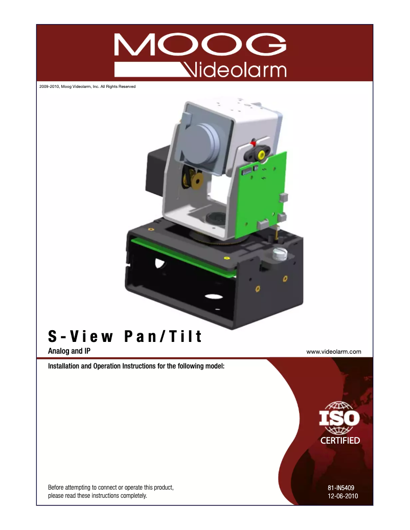 Page n°1 - Manuel utilisateur Moog Videolarm PFD7T12S-3