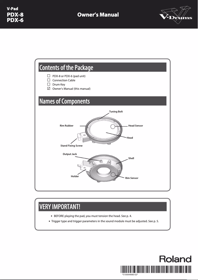 Image de la première page du manuel de l'appareil PDX-6