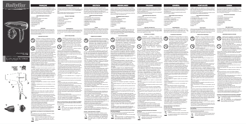 Page 1 de la notice Manuel utilisateur BaByliss D495E Turbo Ionic 2200