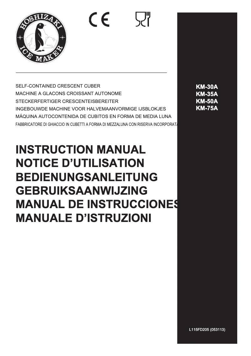 Page 1 de la notice Manuel utilisateur Hoshizaki KM-30A