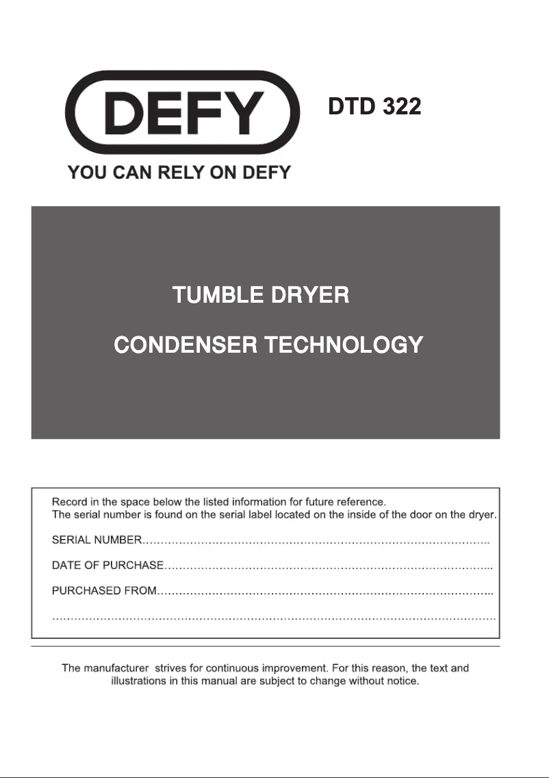 Page 1 de la notice Manuel utilisateur Defy DTD 322