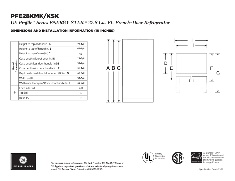 Image de la première page du manuel de l'appareil Profile PWE23KMKES