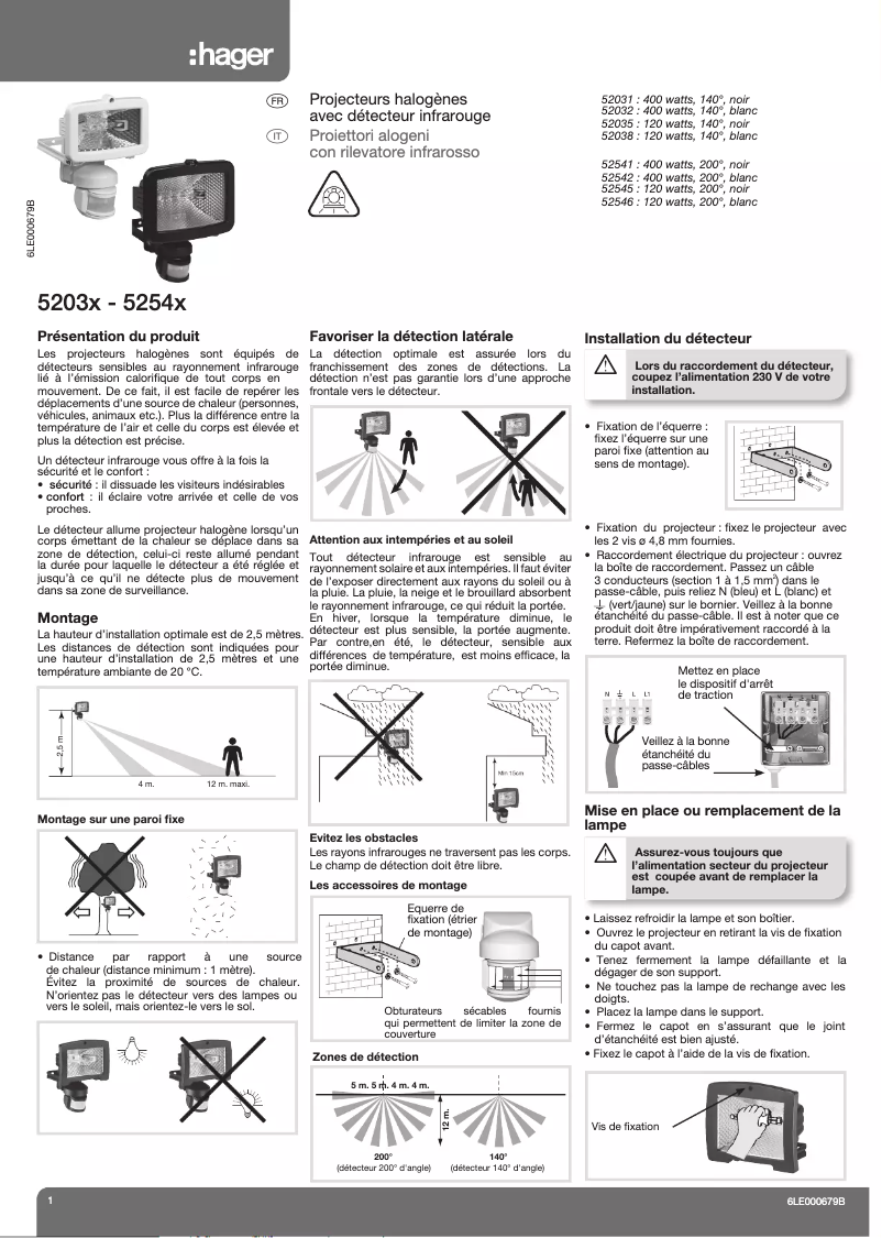 Page 1 de la notice Manuel utilisateur Hager 52546