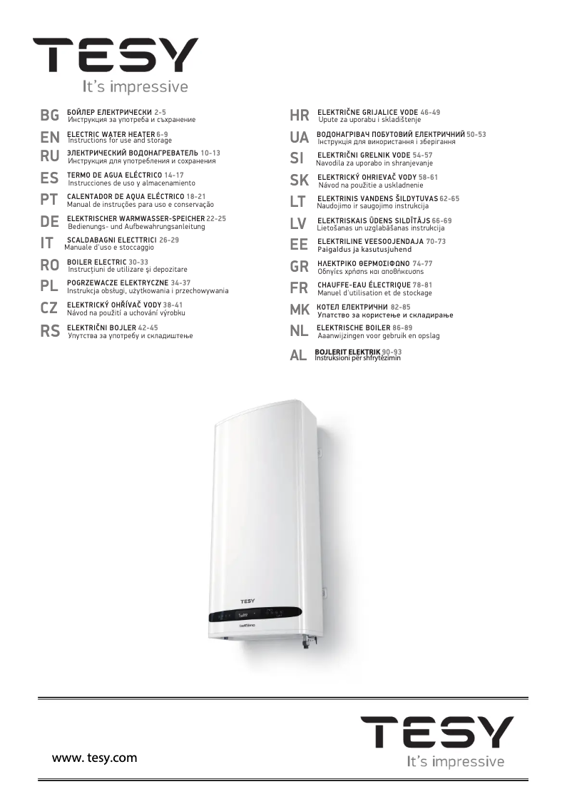 Página 1 del manual Manual de usuario Tesy BelliSlimo Dry 100