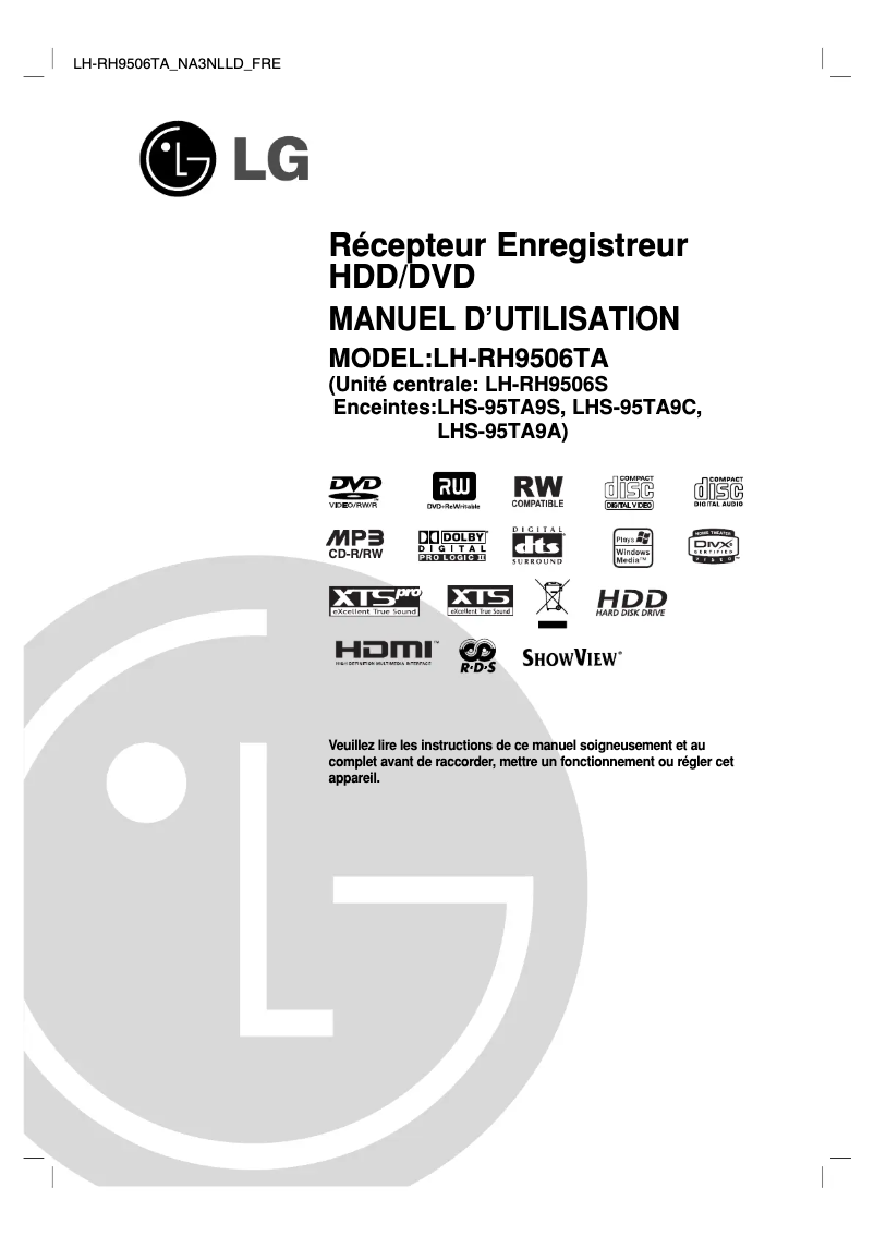 Page 1 de la notice Manuel utilisateur LG LH-RH9506TA