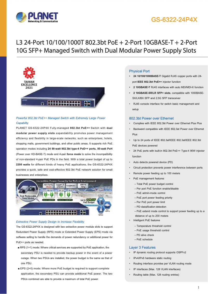 Image de la première page du manuel de l'appareil GS-6322-24P4X