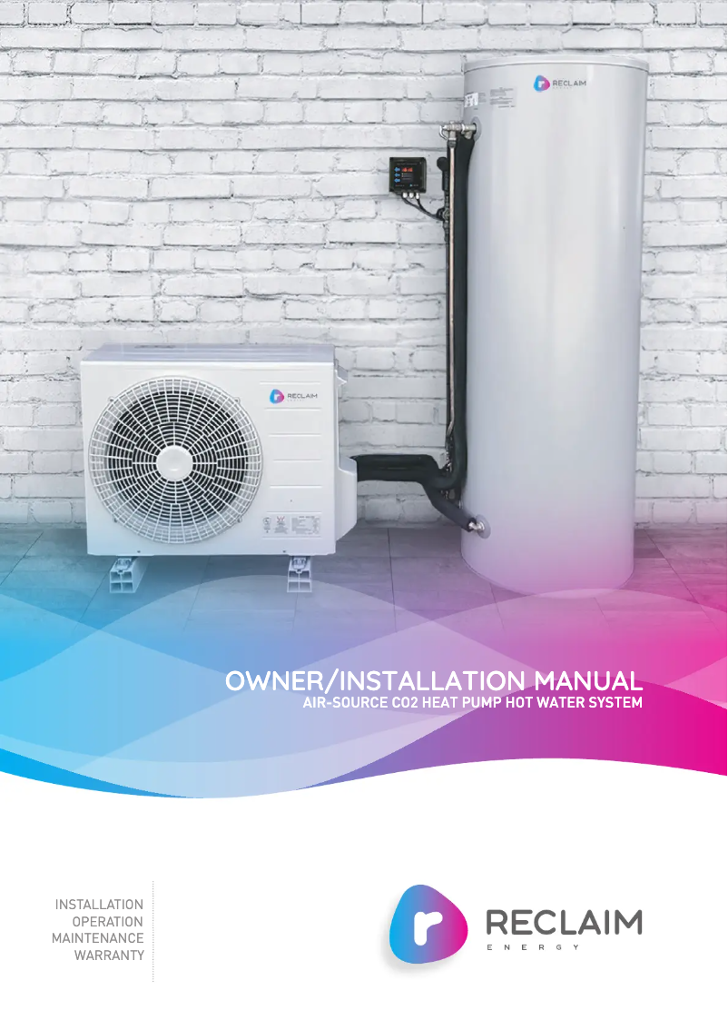 Page n°1 - Manuel utilisateur Reclaim Energy AIR-SOURCE CO2