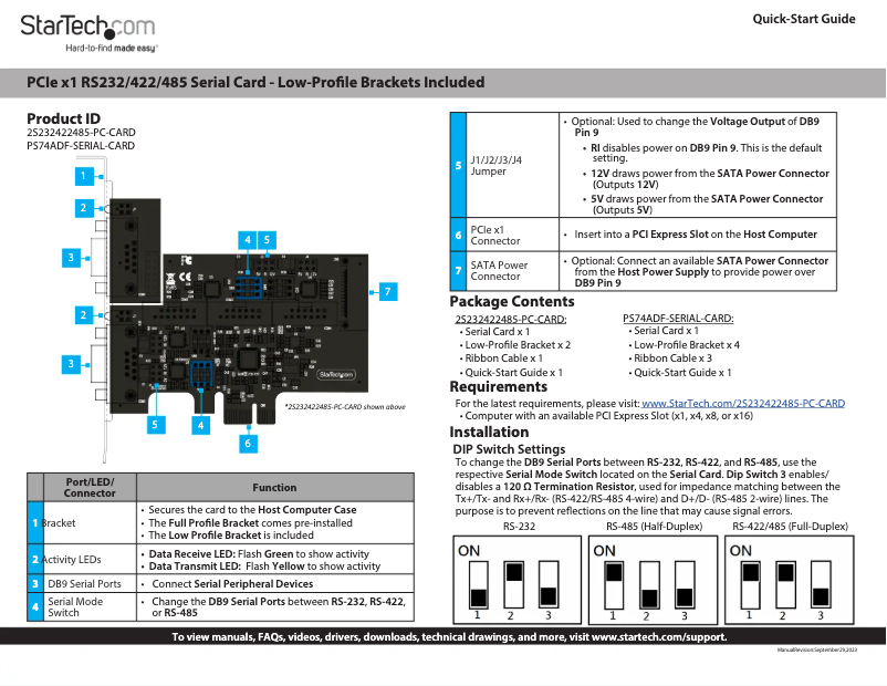 Page n°1 - Manuel utilisateur StarTech.com PS74ADF-SERIAL-CARD