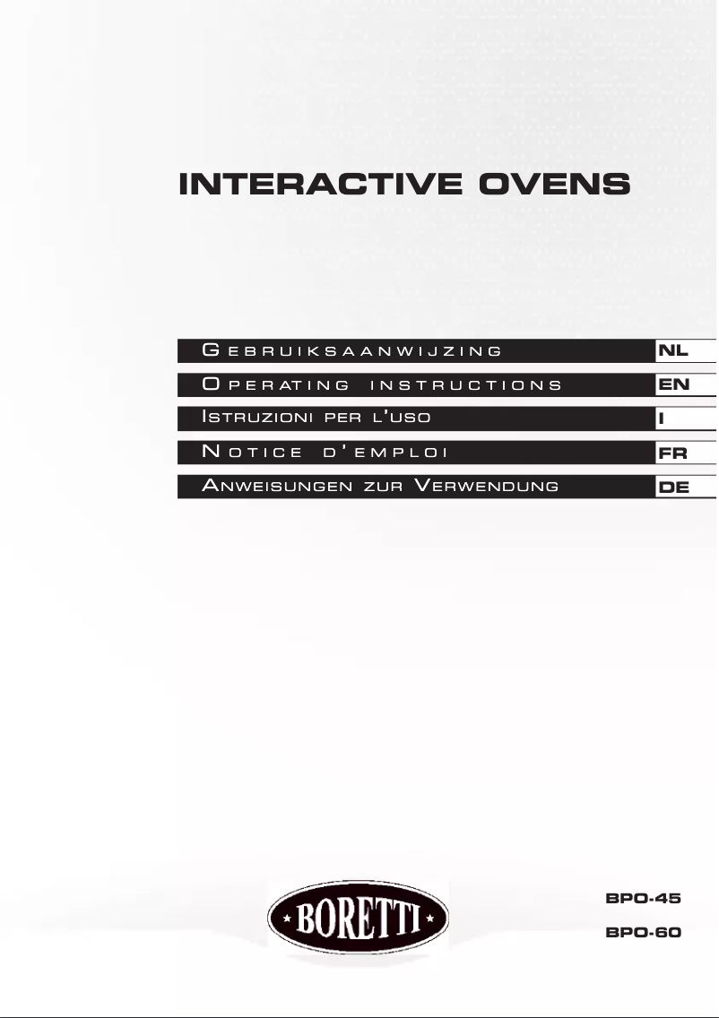 Page 1 de la notice Manuel utilisateur Boretti BPO60
