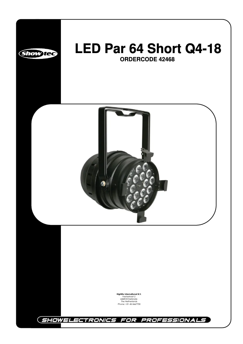 Page 1 de la notice Manuel utilisateur Showtec LED Par 64 Short Q4-18