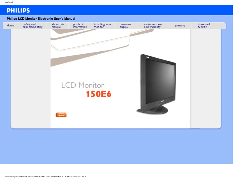First page image of the manual for 150E6FB