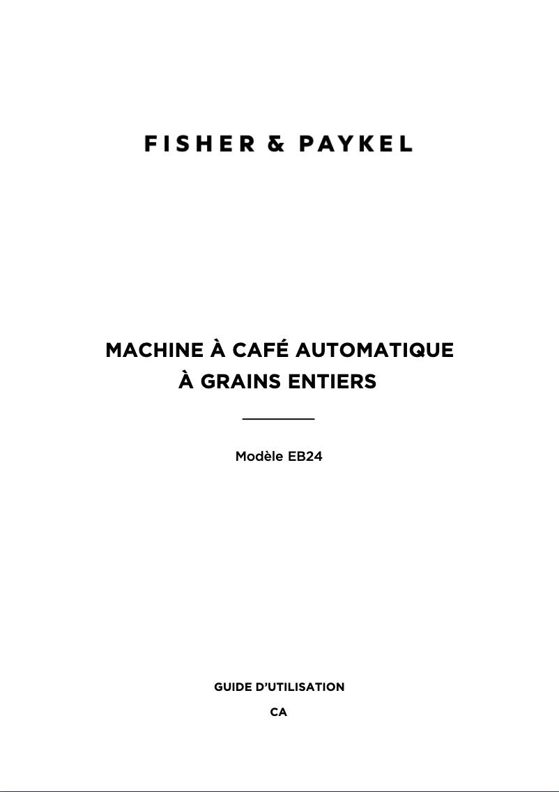 Page n°1 - Manuel utilisateur Fisher & Paykel EB24DSXB1