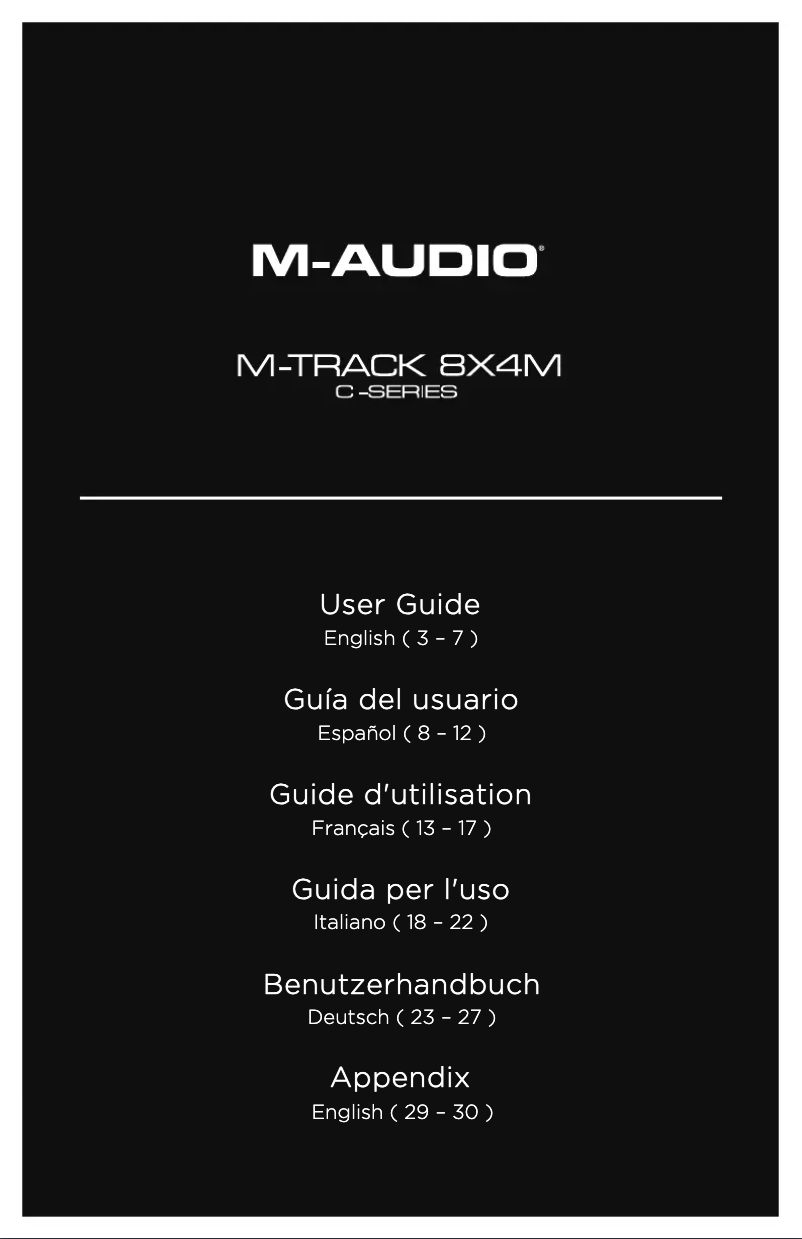 Page 1 de la notice Manuel utilisateur M-Audio M-Track 8X4M
