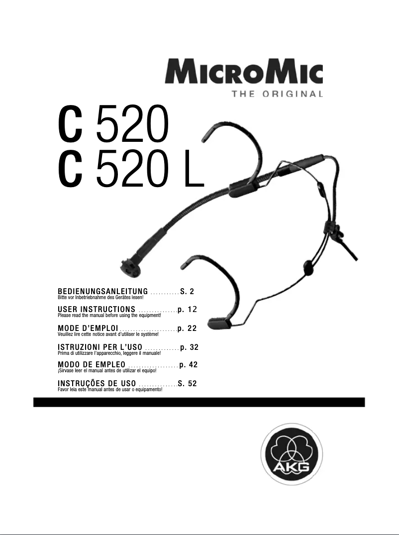 Page n°1 - Manuel utilisateur AKG C520
