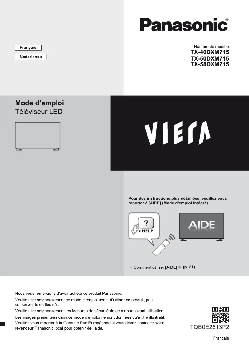 Page 1 de la notice Manuel utilisateur Panasonic TX-58DXM715