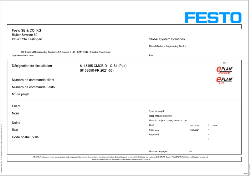 Page 1 de la notice Instructions / montage Festo CMCB-D1-C-S1