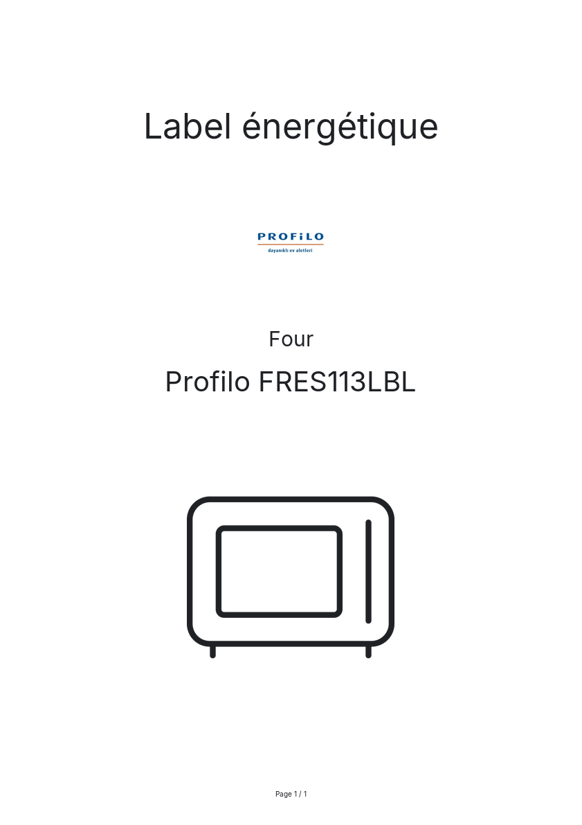 Page n°1 - Label énergétique Profilo FRES113LBL