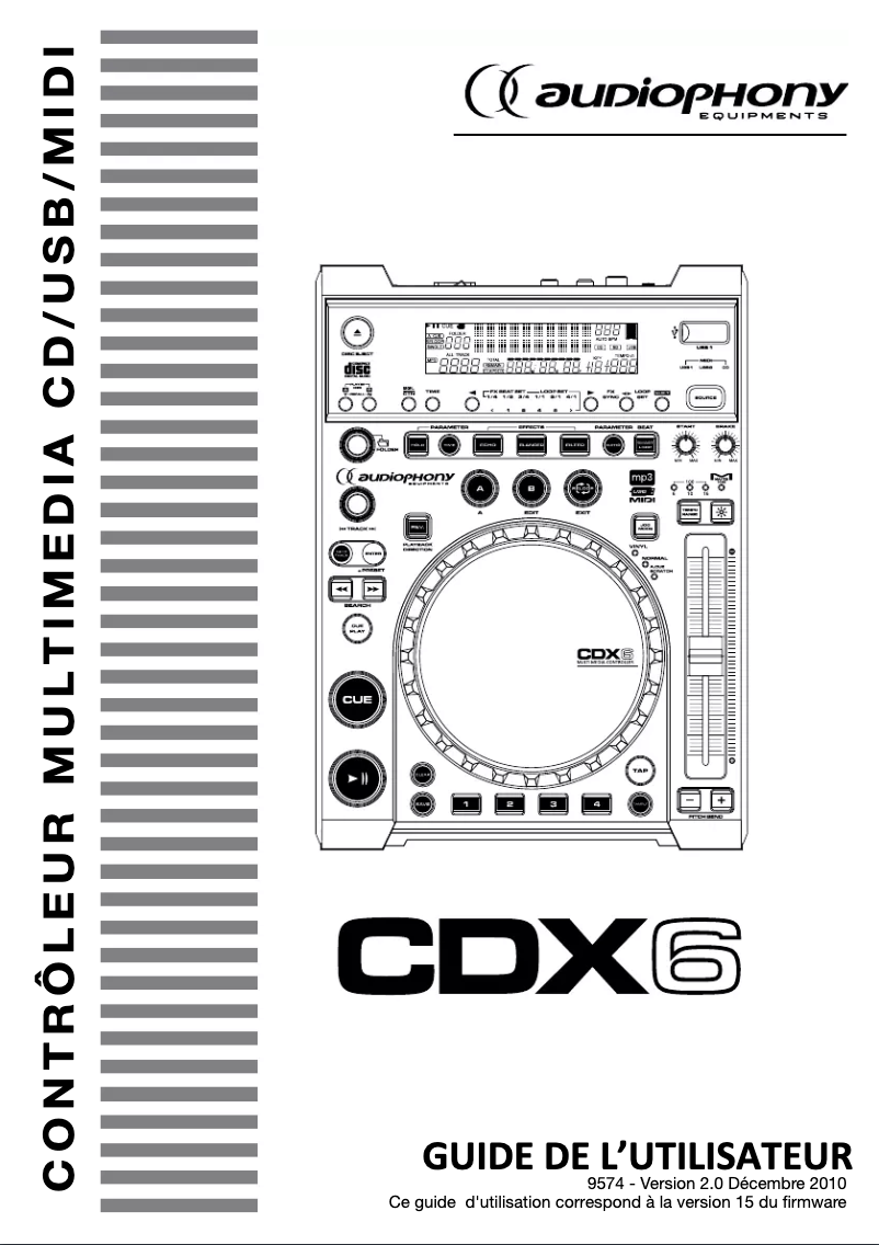 Page n°1 - Manuel utilisateur Audiophony CDX6