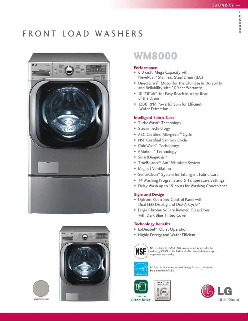 Page n°1 - Fiche technique LG WM8000HVA