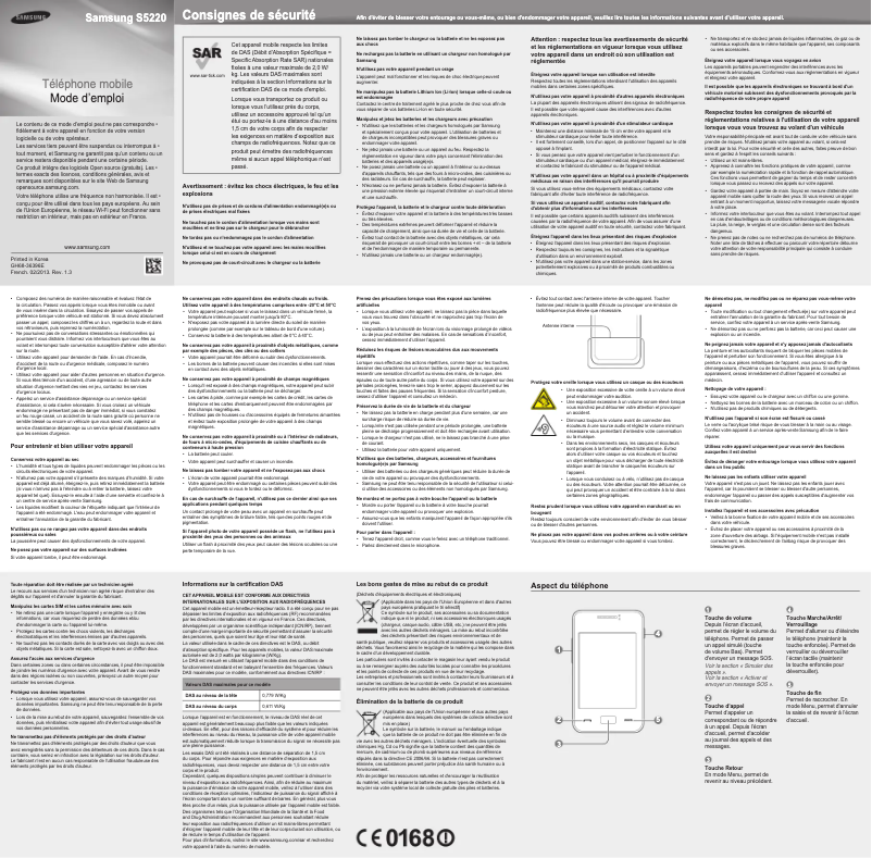 Page n°1 - Manuel utilisateur Samsung Star 3 GT-S5220