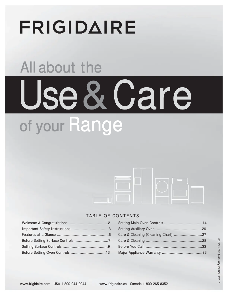 Page n°1 - Manuel utilisateur Frigidaire FFEF4015LW