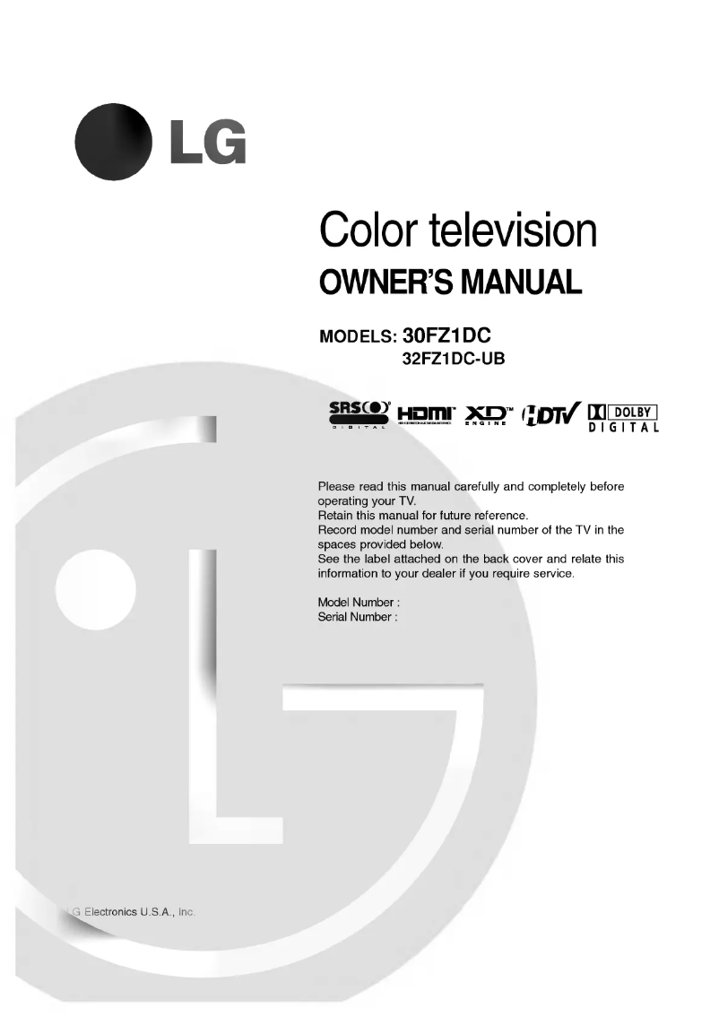 Page n°1 - Manuel utilisateur LG 32FZ1DC