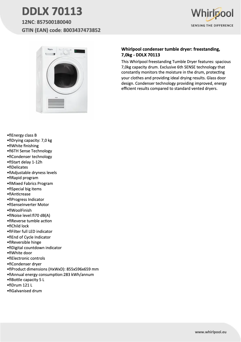 Image de la première page du manuel de l'appareil DDLX 70113