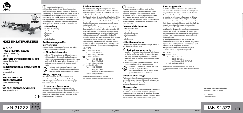 Page 1 de la notice Manuel utilisateur Playtive IAN 91372