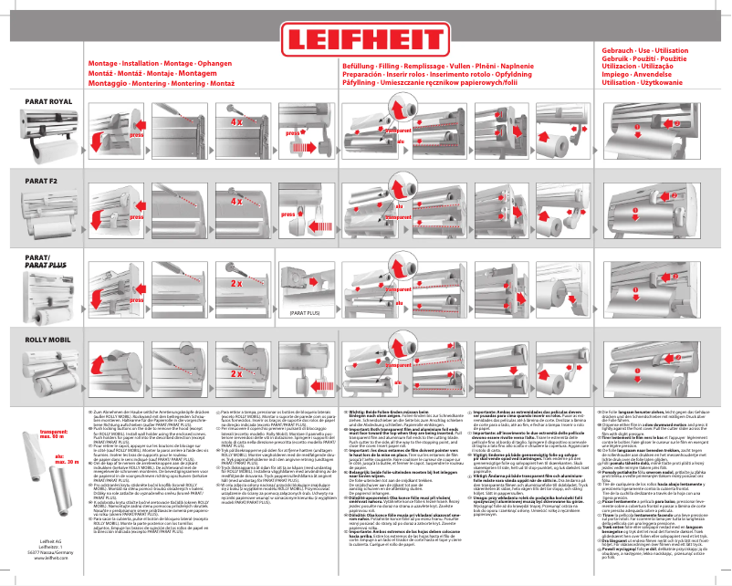 Page 1 de la notice Manuel utilisateur Leifheit Parat Royal