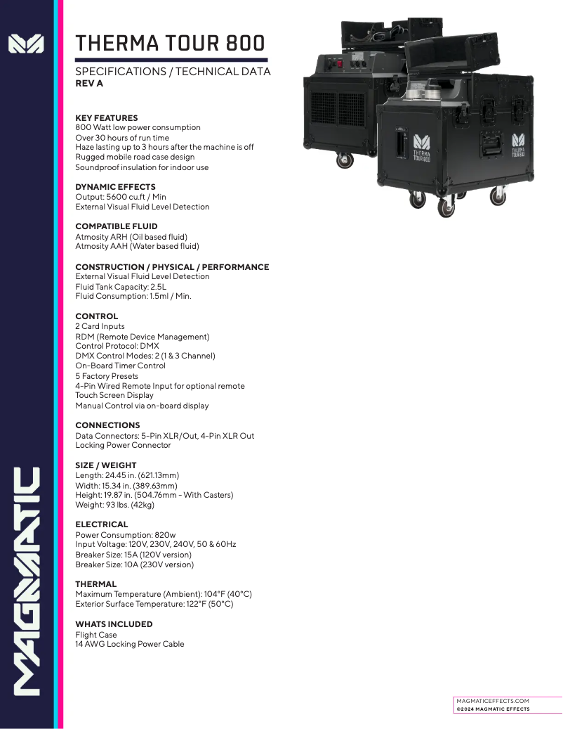 Page 1 de la notice Fiche technique Magmatic Therma Tour 800
