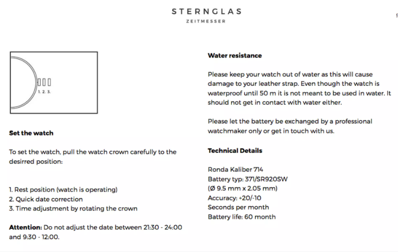 Page 1 de la notice Manuel utilisateur Sternglas Zeitmesser