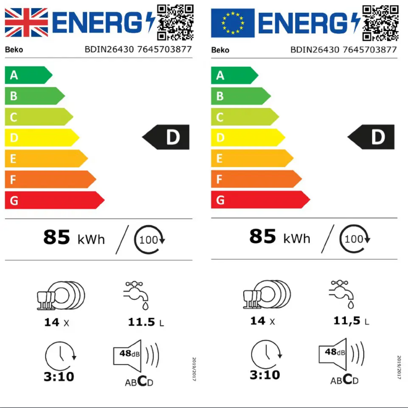 Page n°1 - Label énergétique Beko BDIN26430